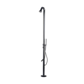 Douche de jardin noire en inox avec douchette